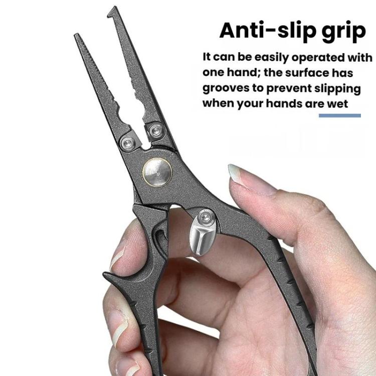 Stainless Steel Lure Pliers Multi-Function Fishing Pliers Hook Remover - Black Gray