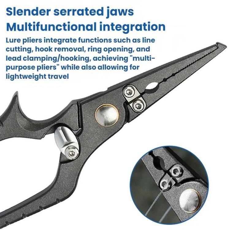 Stainless Steel Lure Pliers Multi-Function Fishing Pliers Hook Remover - Black Gray