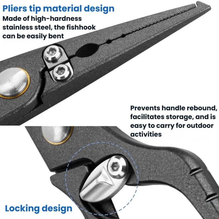 Stainless Steel Lure Pliers Multi-Function Fishing Pliers Hook Remover - Black Gray