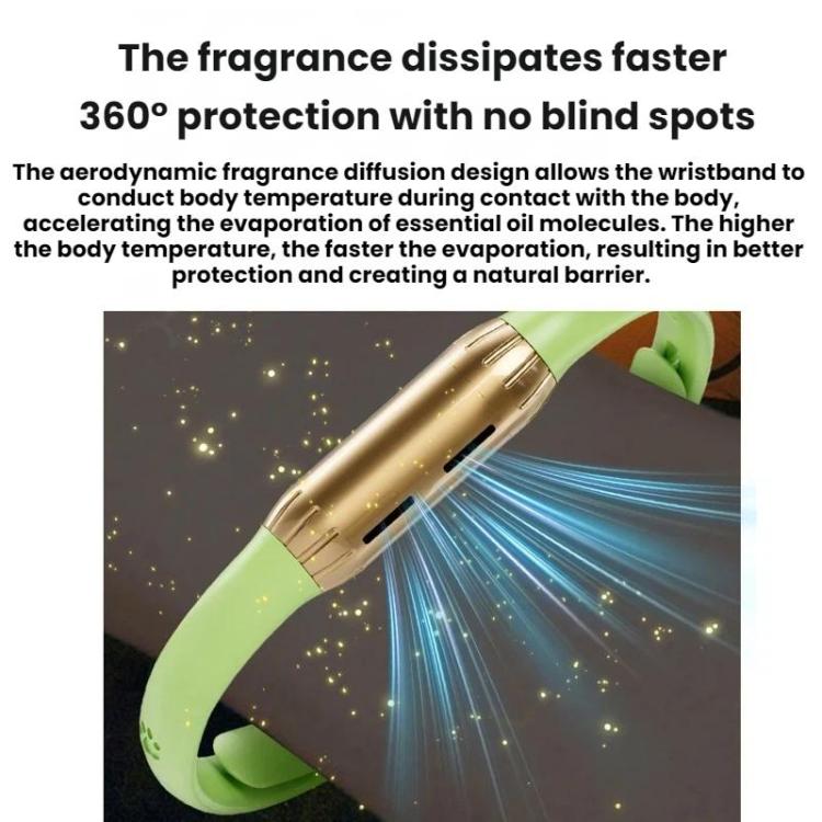 Portable Outdoor Plant Essential Oil Mosquito Repellent Bracelet, Color: Rose Gold With Green