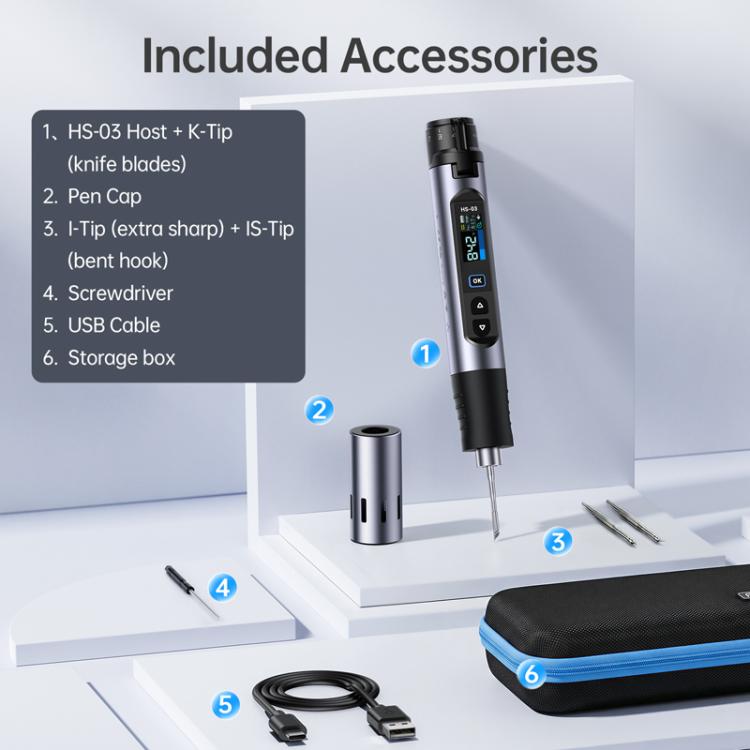 FNIRSI HS-03 0.96 Inch Screen Wireless Constant Temperature Electric Soldering Iron Mini Repair Soldering Iron Tool Kit