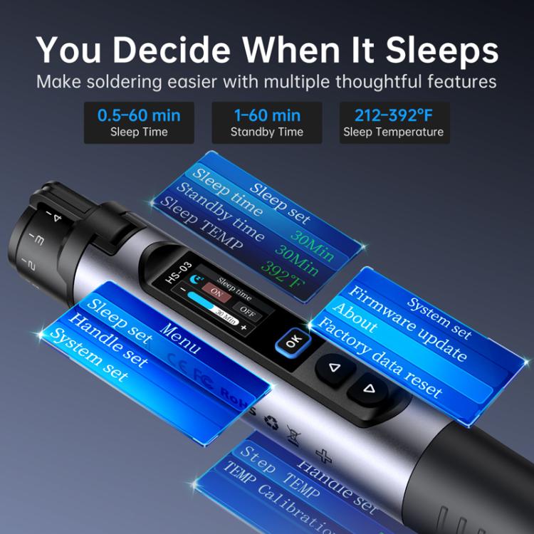 FNIRSI HS-03 0.96 Inch Screen Wireless Constant Temperature Electric Soldering Iron Mini Repair Soldering Iron Tool Kit