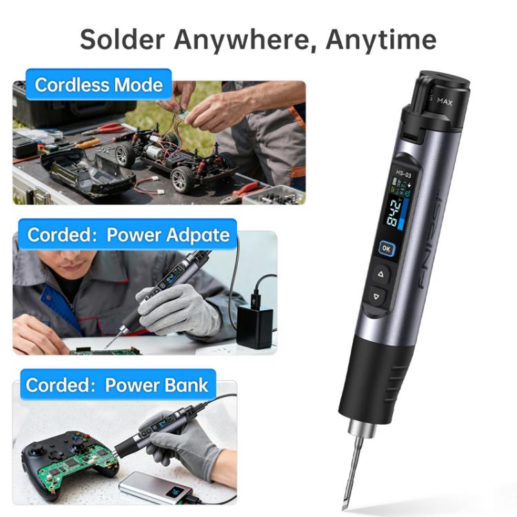 FNIRSI HS-03 0.96 Inch Screen Wireless Constant Temperature Electric Soldering Iron Mini Repair Soldering Iron Tool Kit