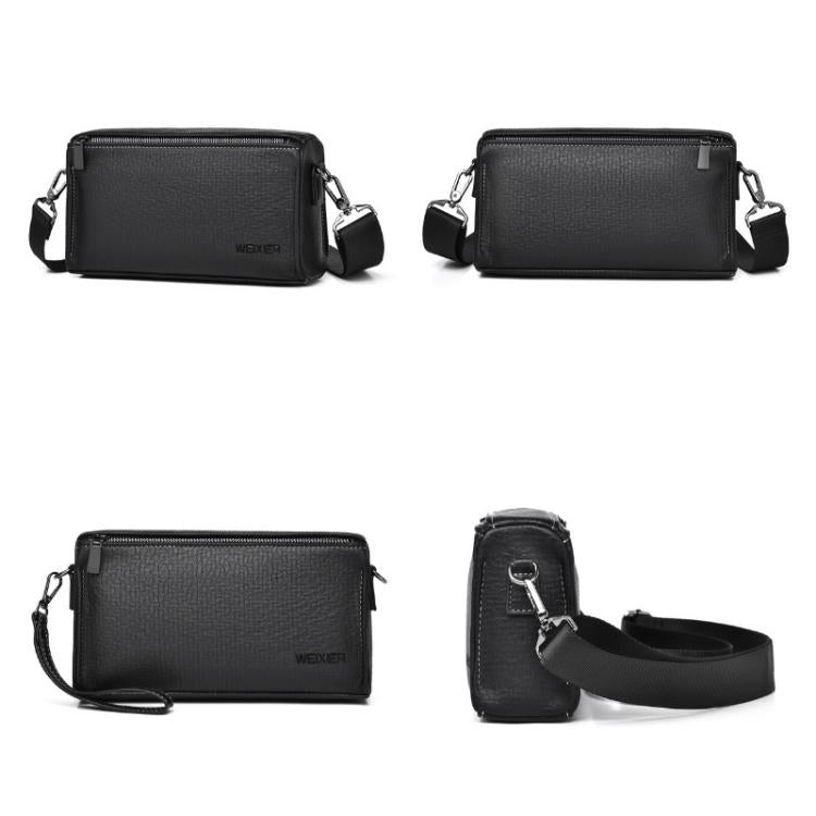 WEIXIER W133  Mens Small Crossbody Bag Versatile Messenger Clutch with 6 Card Slots for Travel & Daily Use - Black
