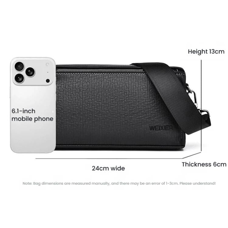 WEIXIER W133  Mens Small Crossbody Bag Versatile Messenger Clutch with 6 Card Slots for Travel & Daily Use - Black