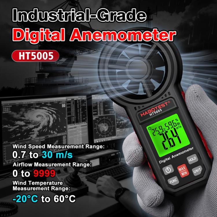 HABOTEST HT5005 Portable Digital Anemometer With Display Screen High Precision Wind Speed & Wind Temperature Tester