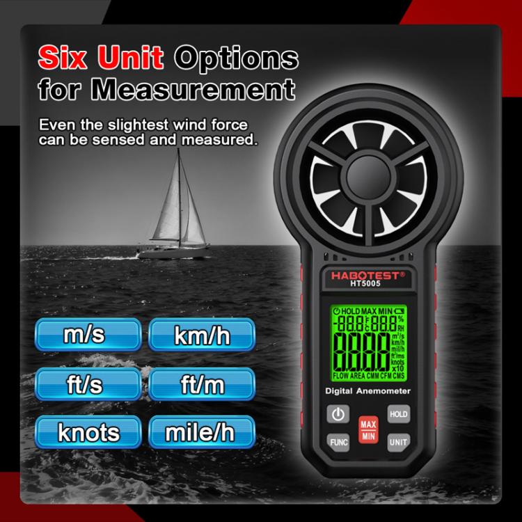 HABOTEST HT5005 Portable Digital Anemometer With Display Screen High Precision Wind Speed & Wind Temperature Tester