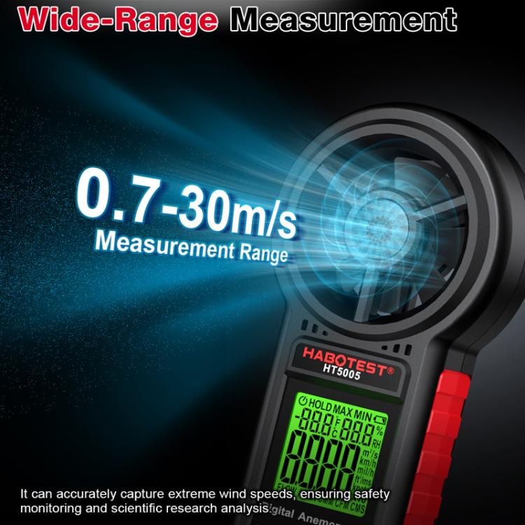 HABOTEST HT5005 Portable Digital Anemometer With Display Screen High Precision Wind Speed & Wind Temperature Tester
