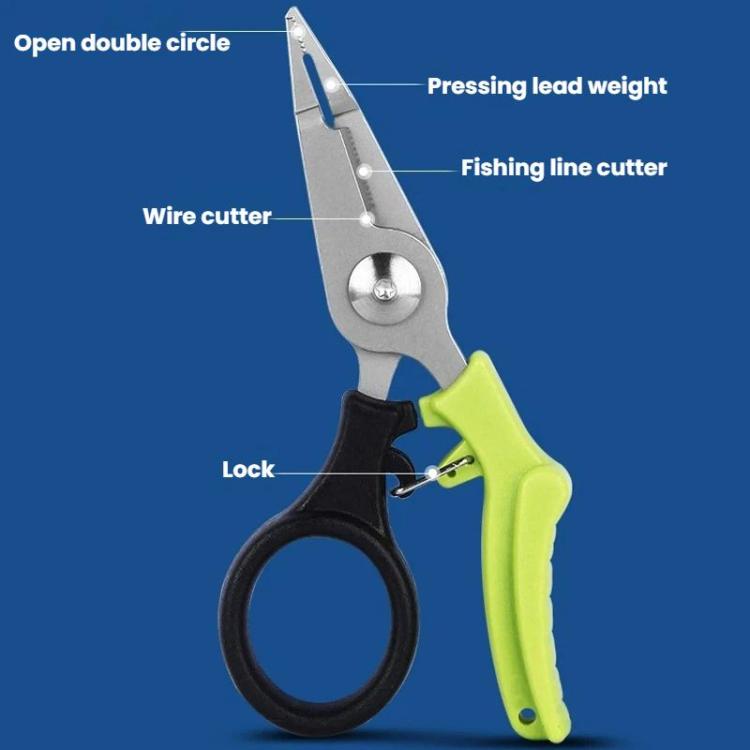 Multifunctional Fishing Scissors Mini Portable Lure Pliers - Black Green
