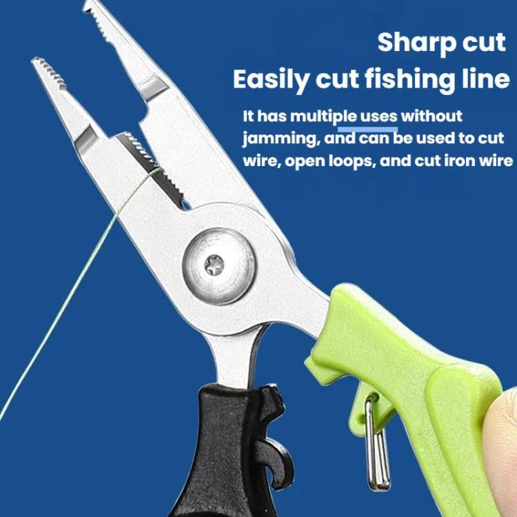 Multifunctional Fishing Scissors Mini Portable Lure Pliers - Black Green