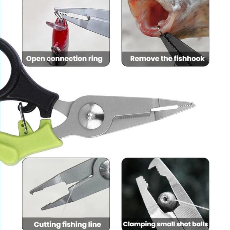 Multifunctional Fishing Scissors Mini Portable Lure Pliers - Black Green