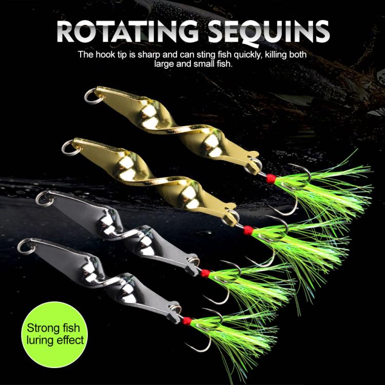 PROBEROS 5pcs /Box Spiral Metal Spinner Fishing Lures Kit 360-Degree High Speed Rotating Spoon Baits 10G