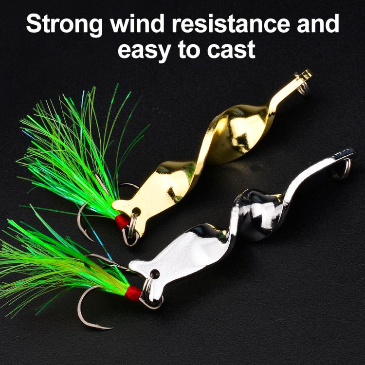PROBEROS 5pcs /Box Spiral Metal Spinner Fishing Lures Kit 360-Degree High Speed Rotating Spoon Baits 28G