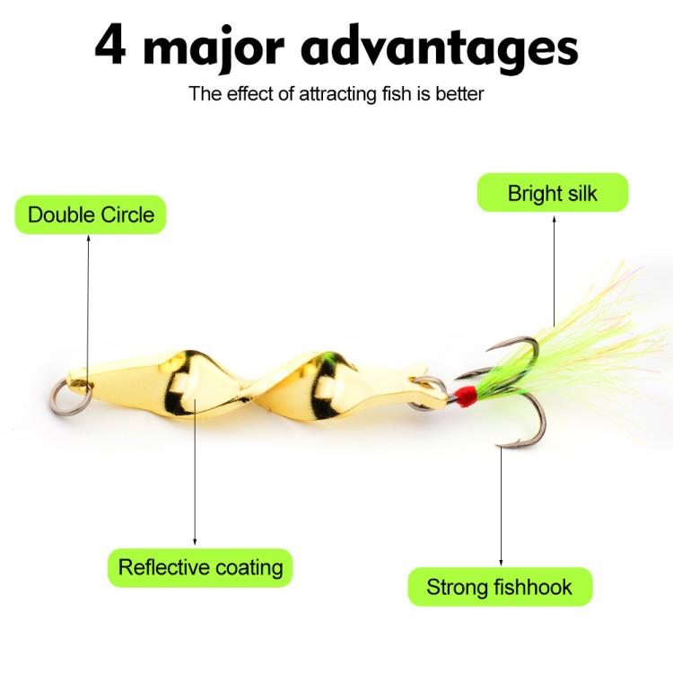 PROBEROS 5pcs /Box Spiral Metal Spinner Fishing Lures Kit 360-Degree High Speed Rotating Spoon Baits 14G