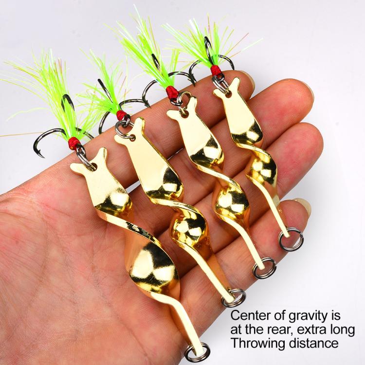 PROBEROS 5pcs /Box Spiral Metal Spinner Fishing Lures Kit 360-Degree High Speed Rotating Spoon Baits 10G