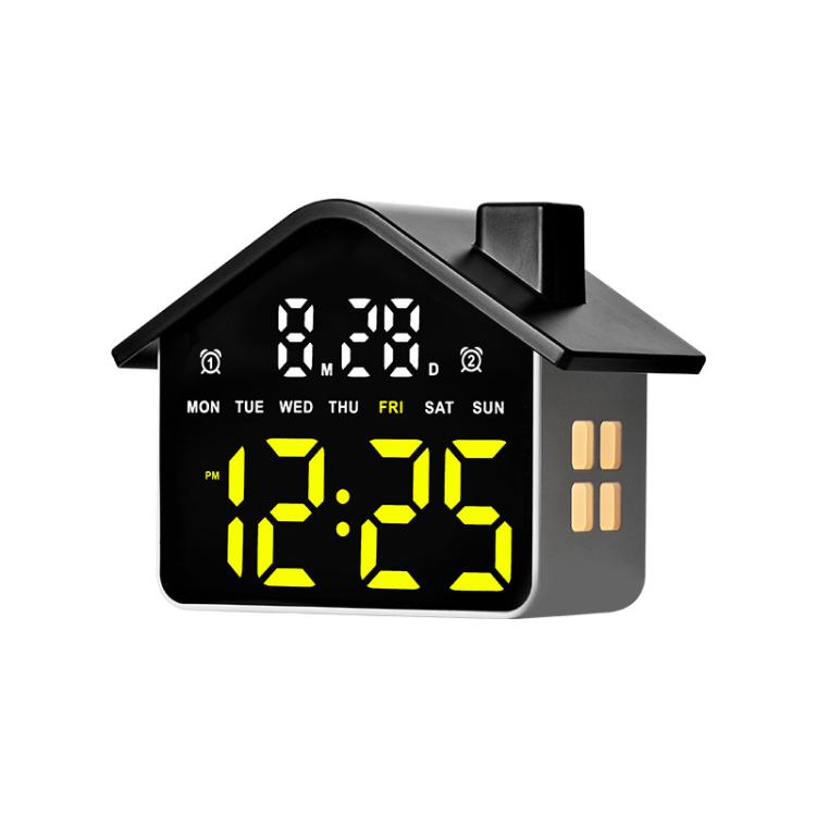 House-Shaped Digital Alarm Clock with Night Light Dual Alarms & Timer Function, 4-Level Brightness