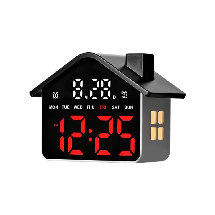House-Shaped Digital Alarm Clock with Night Light Dual Alarms & Timer Function, 4-Level Brightness