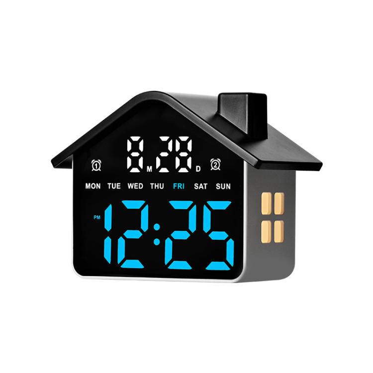House-Shaped Digital Alarm Clock with Night Light Dual Alarms & Timer Function, 4-Level Brightness