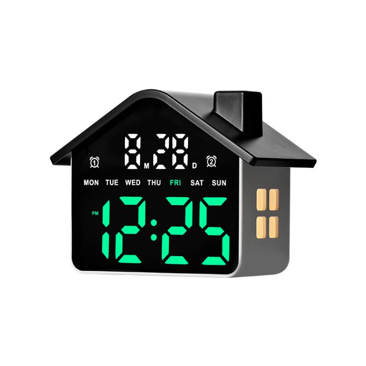 House-Shaped Digital Alarm Clock with Night Light Dual Alarms & Timer Function, 4-Level Brightness
