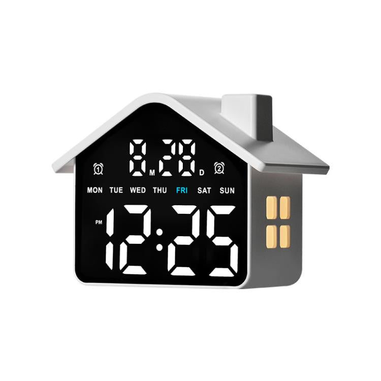 House-Shaped Digital Alarm Clock with Night Light Dual Alarms & Timer Function, 4-Level Brightness