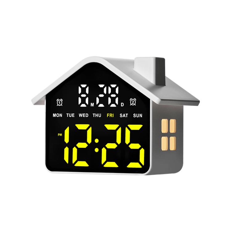 House-Shaped Digital Alarm Clock with Night Light Dual Alarms & Timer Function, 4-Level Brightness