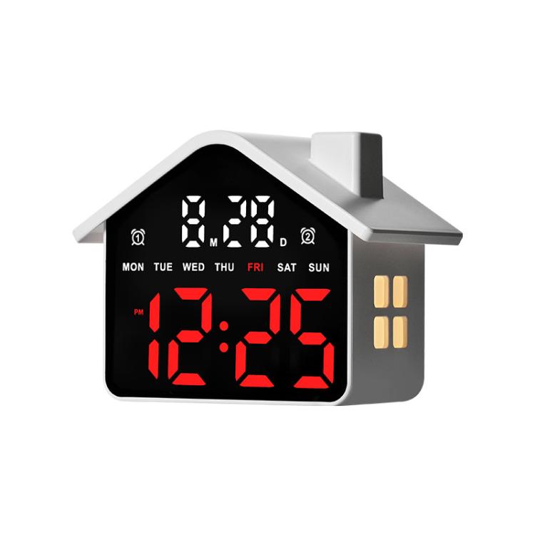 House-Shaped Digital Alarm Clock with Night Light Dual Alarms & Timer Function, 4-Level Brightness