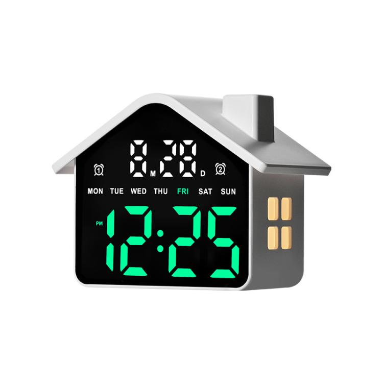 House-Shaped Digital Alarm Clock with Night Light Dual Alarms & Timer Function, 4-Level Brightness