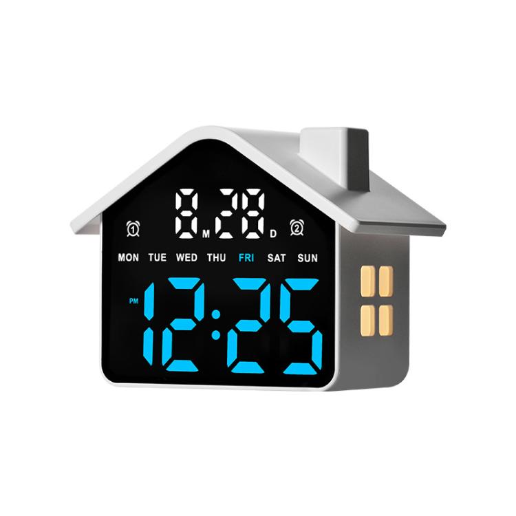 House-Shaped Digital Alarm Clock with Night Light Dual Alarms & Timer Function, 4-Level Brightness