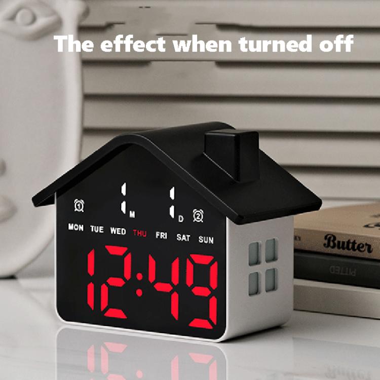House-Shaped Digital Alarm Clock with Night Light Dual Alarms & Timer Function, 4-Level Brightness
