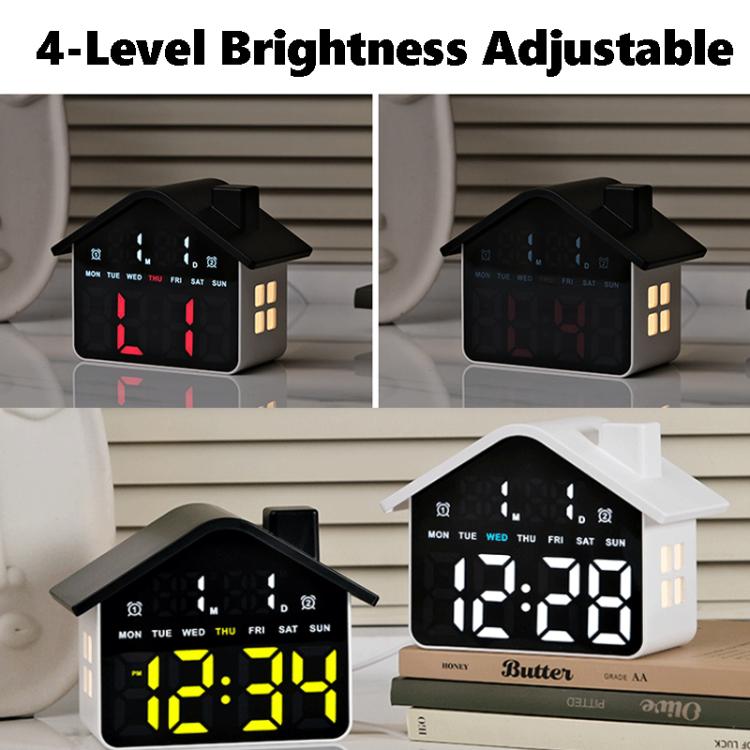 House-Shaped Digital Alarm Clock with Night Light Dual Alarms & Timer Function, 4-Level Brightness