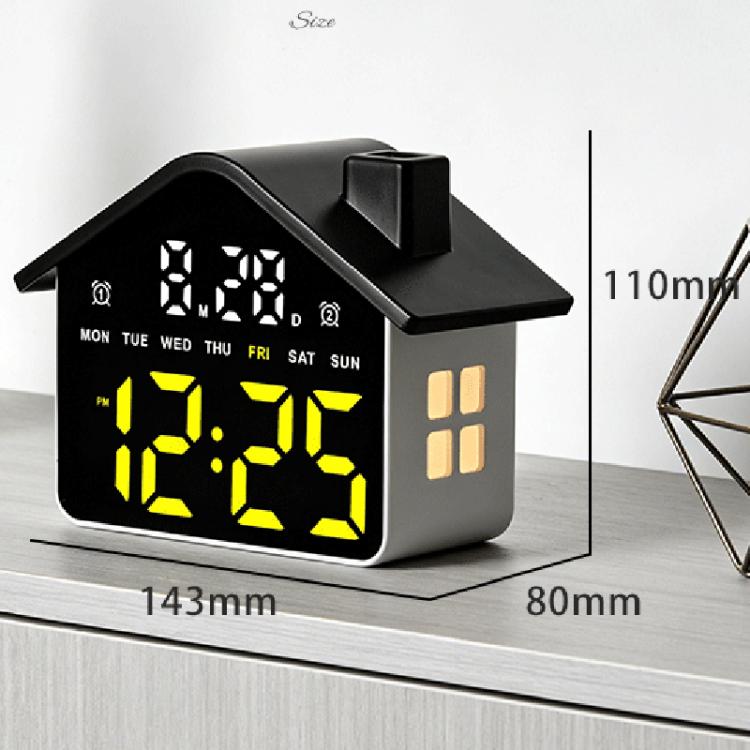 House-Shaped Digital Alarm Clock with Night Light Dual Alarms & Timer Function, 4-Level Brightness