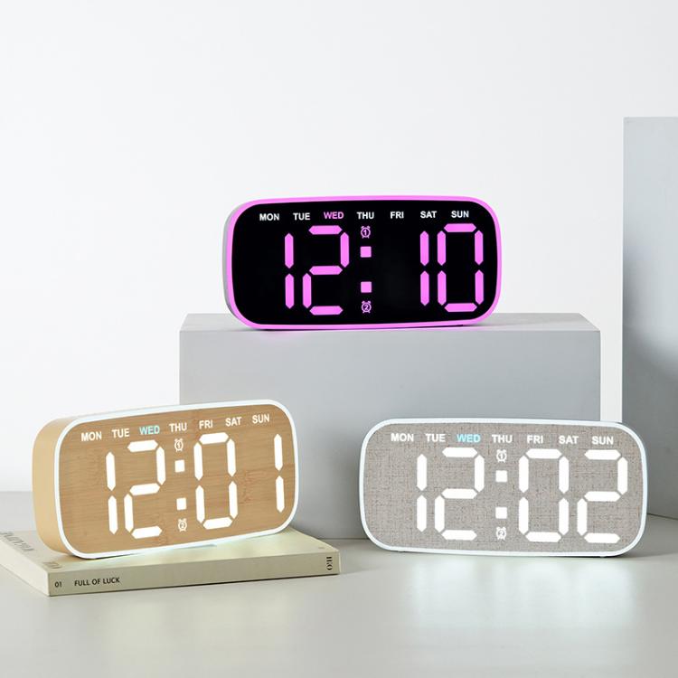Modern Digital Wall Clock & Desk Clock LED Large Display with Date, Week, Temp, Adjustable Brightness Decorative Silent Clock