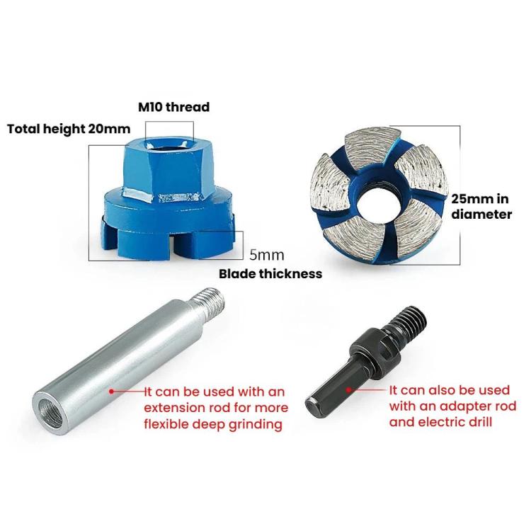 2.5mm Diamond Flat Grinding Disc Angle Grinder Small Grinding Disc, Spec: Grinding Head+14cm Extension Rod