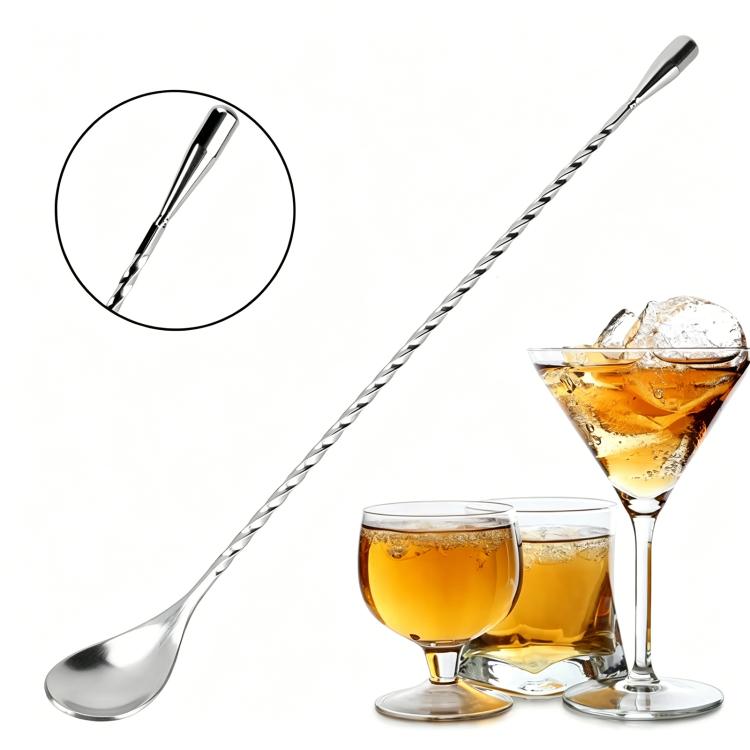 LsCook 30cm 304 Stainless Steel Long-Handled Stirrer Coffee Milk Tea Spoon - Silver