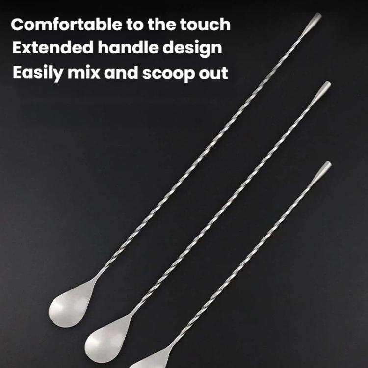 LsCook 30cm 304 Stainless Steel Long-Handled Stirrer Coffee Milk Tea Spoon - Silver