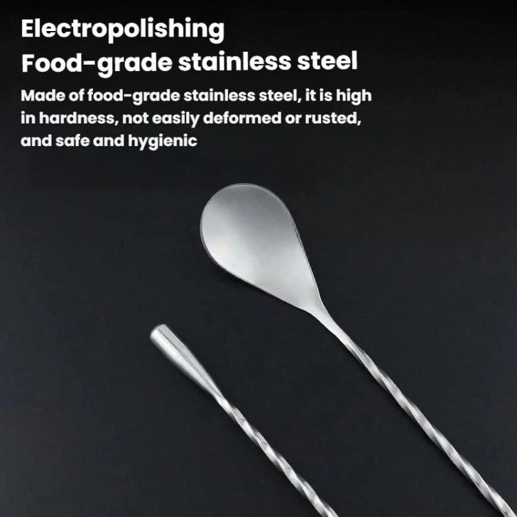 LsCook 30cm 304 Stainless Steel Long-Handled Stirrer Coffee Milk Tea Spoon - Silver