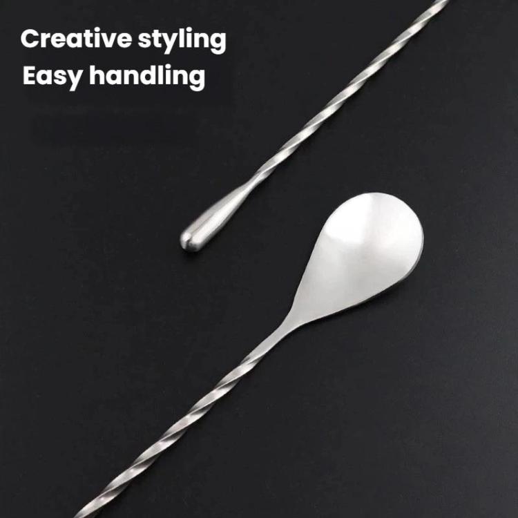LsCook 30cm 304 Stainless Steel Long-Handled Stirrer Coffee Milk Tea Spoon - Silver