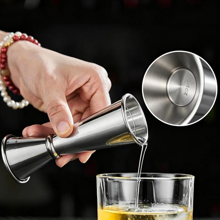 LsCook 30/60ml Curved Edge 304 Stainless Steel Dual-Ended Ounce Measuring Cup Bar Mixing Measuring Cup