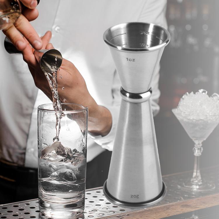 LsCook 30/60ml Curved Edge 304 Stainless Steel Dual-Ended Ounce Measuring Cup Bar Mixing Measuring Cup