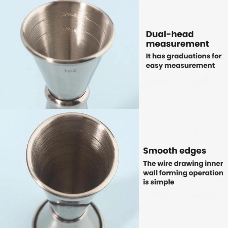 LsCook 30/60ml Curved Edge 304 Stainless Steel Dual-Ended Ounce Measuring Cup Bar Mixing Measuring Cup
