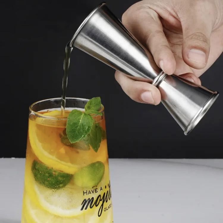 LsCook 30/60ml Curved Edge 304 Stainless Steel Dual-Ended Ounce Measuring Cup Bar Mixing Measuring Cup