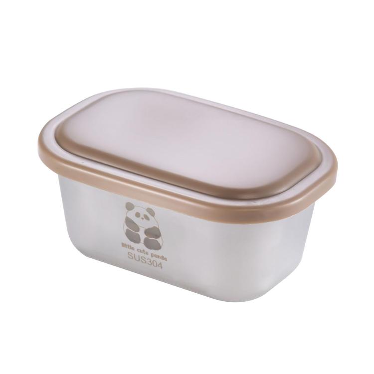 LsCook 304 Stainless Steel Salad Bowl With Lid Mini Airtight Condiment Container - Rectangular Brown
