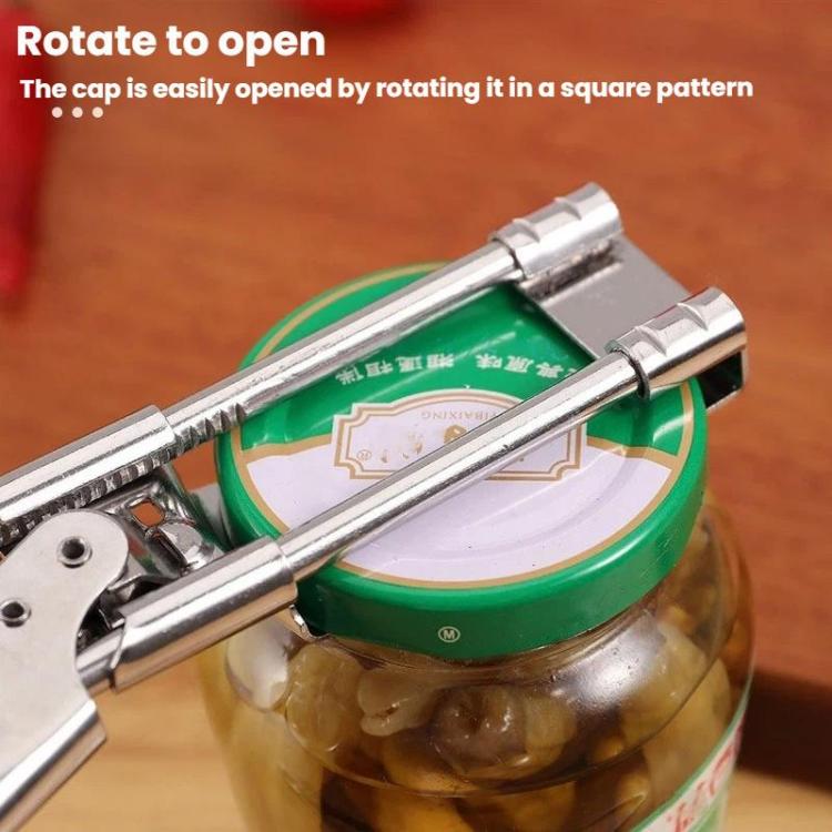 LsCook Adjustable Multi-Function Can Opener Non-Slip Bottle Cap Screwdriver - Short+Non-slip Pad+White Box Packaging