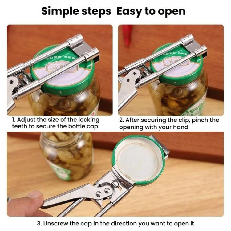 LsCook Adjustable Multi-Function Can Opener Non-Slip Bottle Cap Screwdriver - Short+Non-slip Pad+White Box Packaging