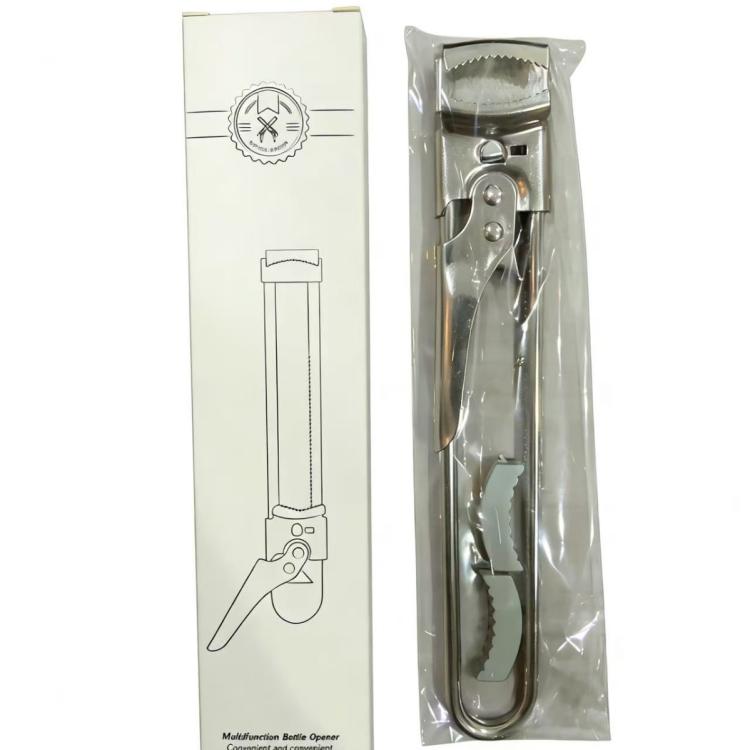 LsCook Adjustable Multi-Function Can Opener Non-Slip Bottle Cap Screwdriver - Short+Non-slip Pad+White Box Packaging