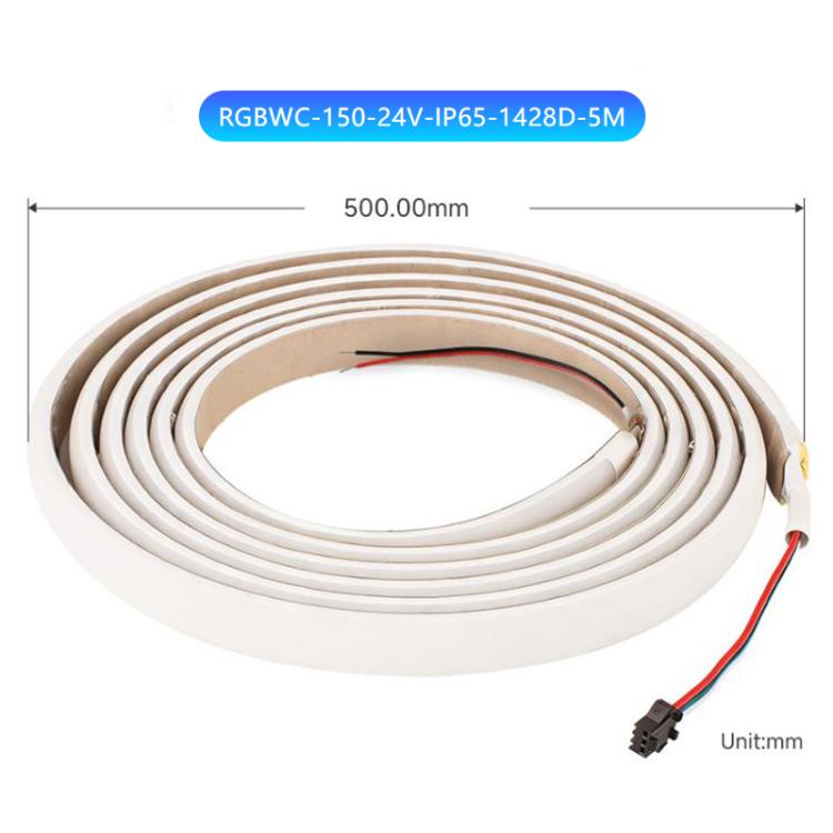 Waveshare RGBWC Colorful COB LED Strip, WS2812B Control Chips, IP65 Protection, Programmable LED Strip, Spec: 5m