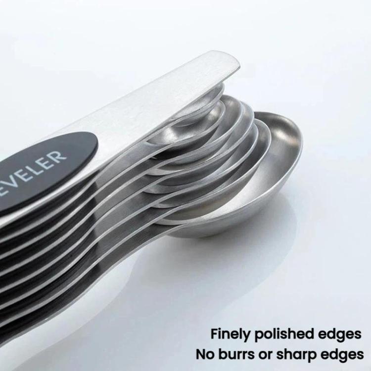 LsCook 8-Piece Set Magnetic Stainless Steel Double-Ended Measuring Spoon With Baking Markings - Black Colorful Boxed