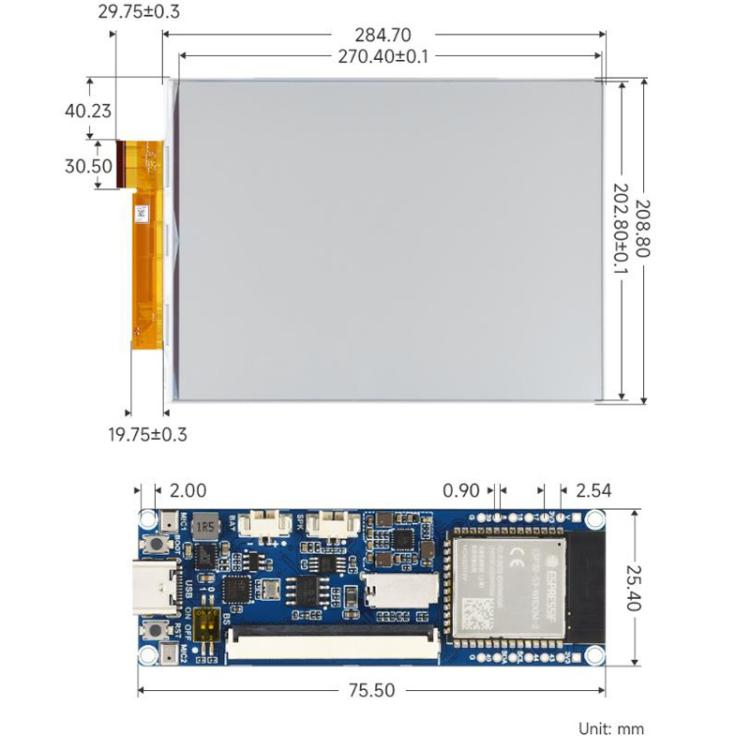 Waveshare 34349 ESP32-S3 13.3 Inch Full Color E-Paper Display Onboard Audio Codec Chip Support WiFi & Bluetooth 5