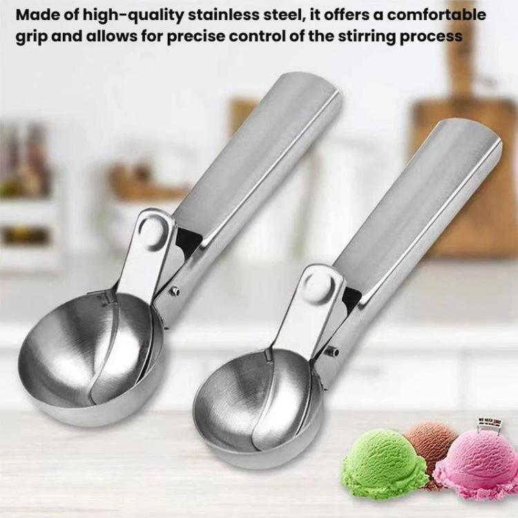 LsCook Stainless Steel Dual-Purpose Ice Cream Scoop Fruit Ball Scoop - Large Silver Boxed