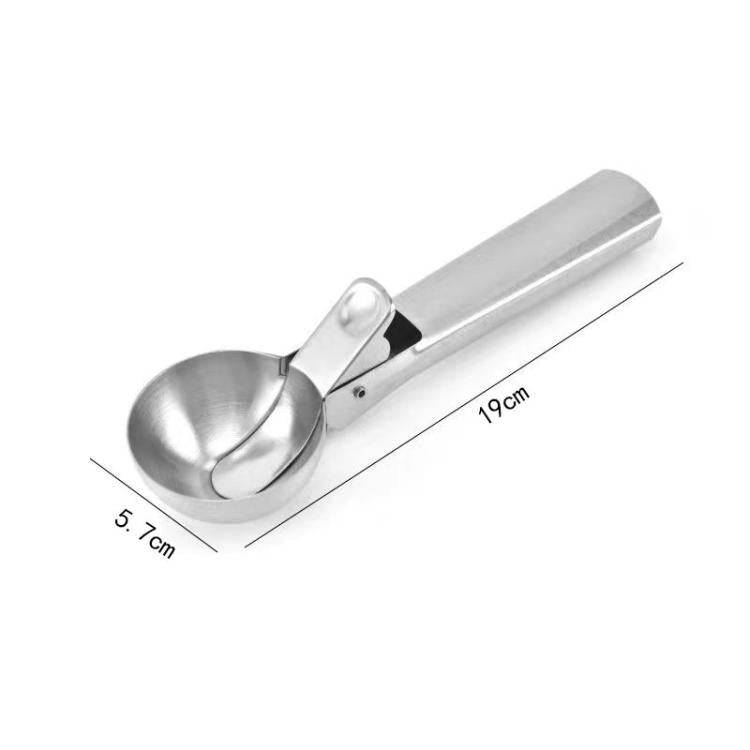 LsCook Stainless Steel Dual-Purpose Ice Cream Scoop Fruit Ball Scoop - Large Silver Boxed